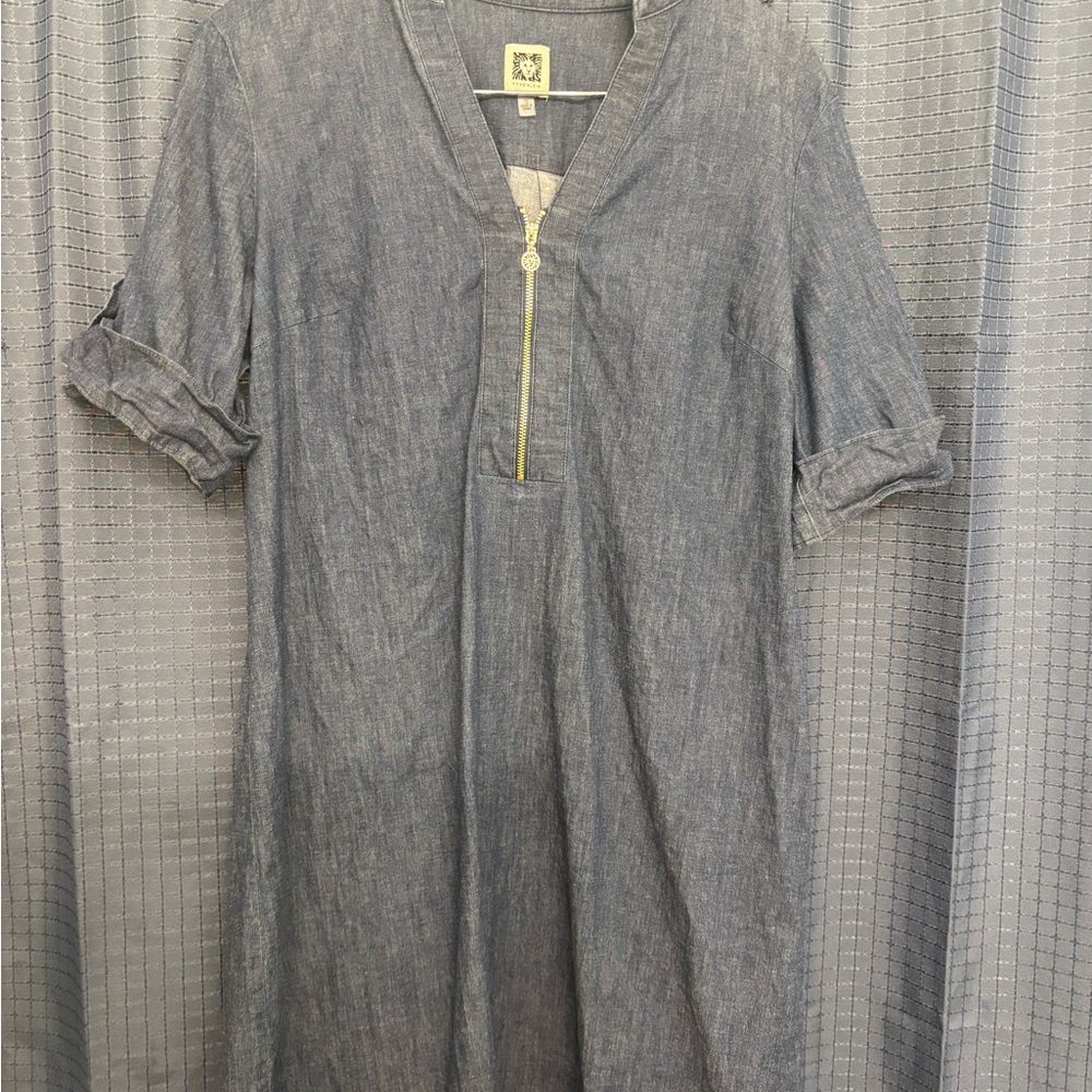 Anne Klein StretchBlue Denim Dress with Zipper
